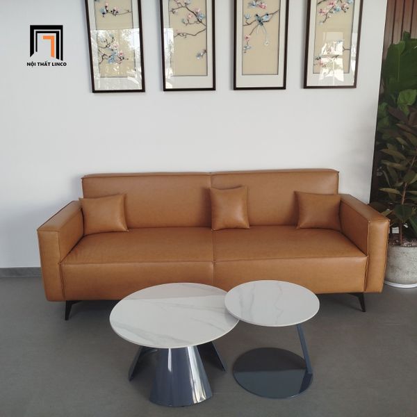 cặp bàn trà mặt đá tròn cao cấp, cặp 2 bàn sofa phòng khách khung chân sắt xòe