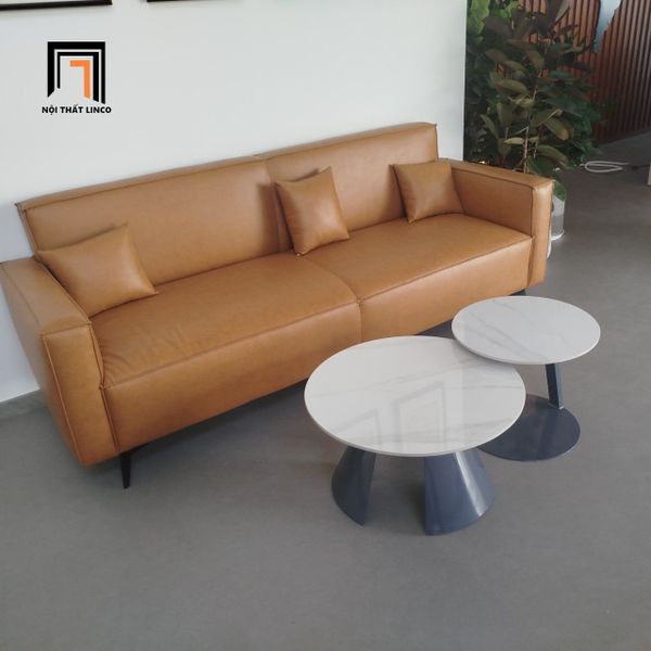 cặp bàn trà mặt đá tròn cao cấp, cặp 2 bàn sofa phòng khách khung chân sắt xòe