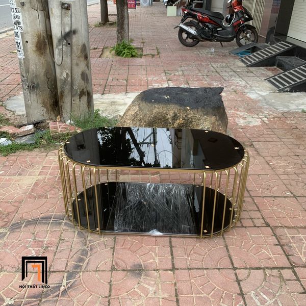 bàn trà phòng khách mặt kính đen 2 tầng, bàn sofa 1m x 50 giá rẻ
