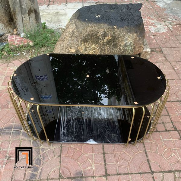 bàn trà phòng khách mặt kính đen 2 tầng, bàn sofa 1m x 50 giá rẻ
