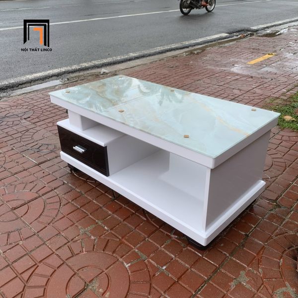 bàn trà phòng khách hình hộp 1m x 50 kính giả đá, bàn sofa giá rẻ