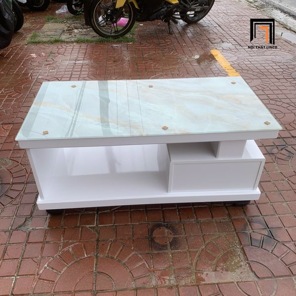 bàn trà phòng khách hình hộp 1m x 50 kính giả đá, bàn sofa giá rẻ