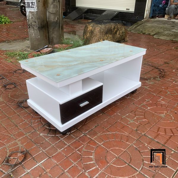 bàn trà phòng khách hình hộp 1m x 50 kính giả đá, bàn sofa giá rẻ
