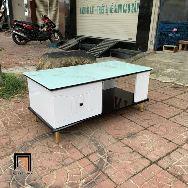 bàn sofa phòng khách chữ nhật mặt kính xanh, bàn sofa 1m x 50 cho gia đình