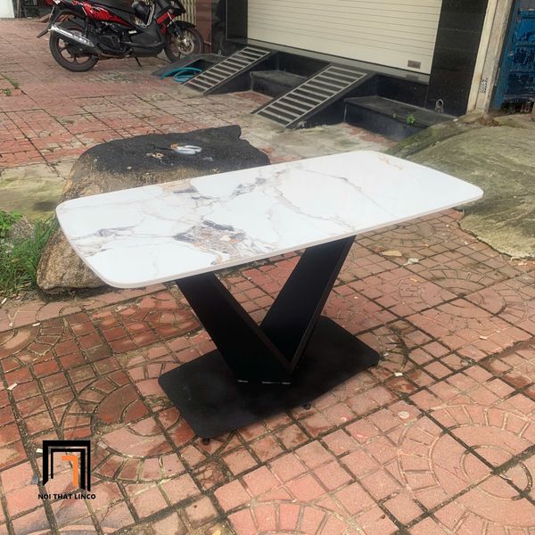 bàn trà phòng khách giá rẻ 1m x 50 mặt đá, bàn trà khung chân sắt chữ V