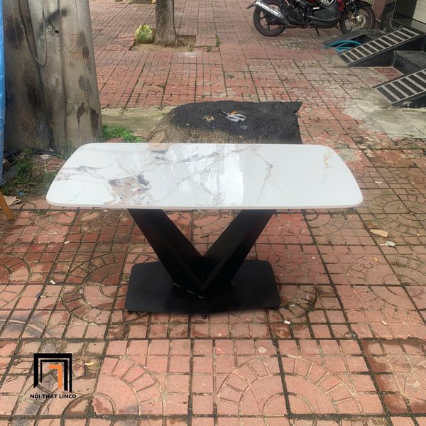 bàn trà phòng khách giá rẻ 1m x 50 mặt đá, bàn trà khung chân sắt chữ V