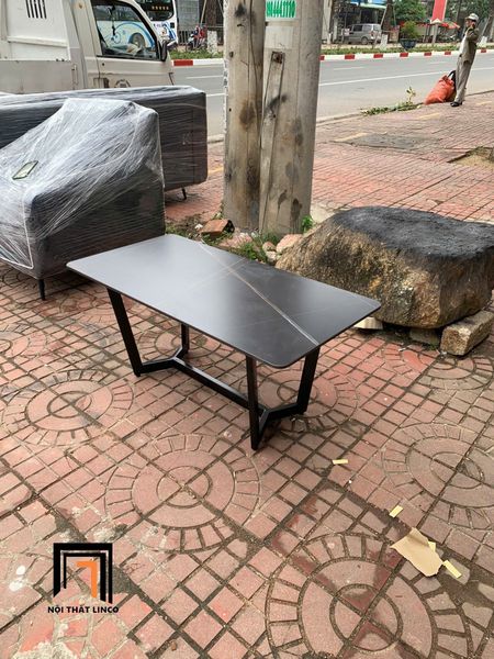 bàn trà chữ nhật mặt đá đen 1m x 50, bàn trà khung chân sắt đẹp