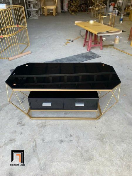 bàn sofa phòng khách lục giác kính giả đá, bàn sofa 1m x 50 giá rẻ