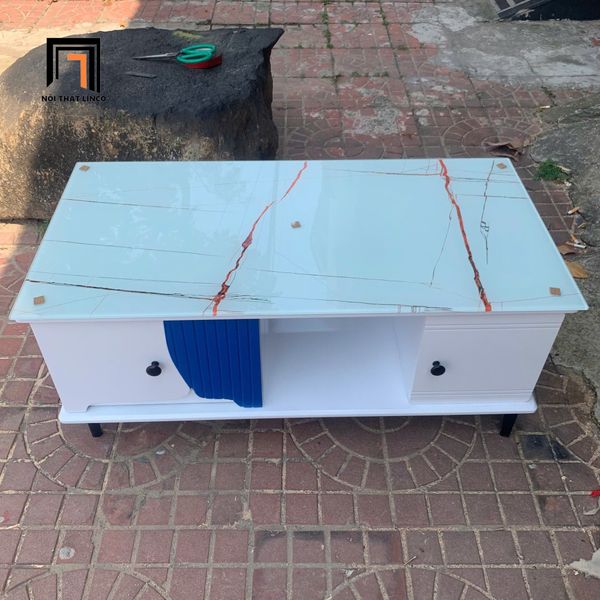 bàn trà chữ nhật 1m x 50 kính giả đá xinh xắn, bàn trà phòng khách gia đình