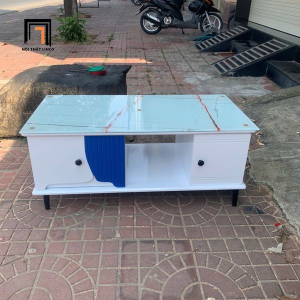 bàn trà chữ nhật 1m x 50 kính giả đá xinh xắn, bàn trà phòng khách gia đình