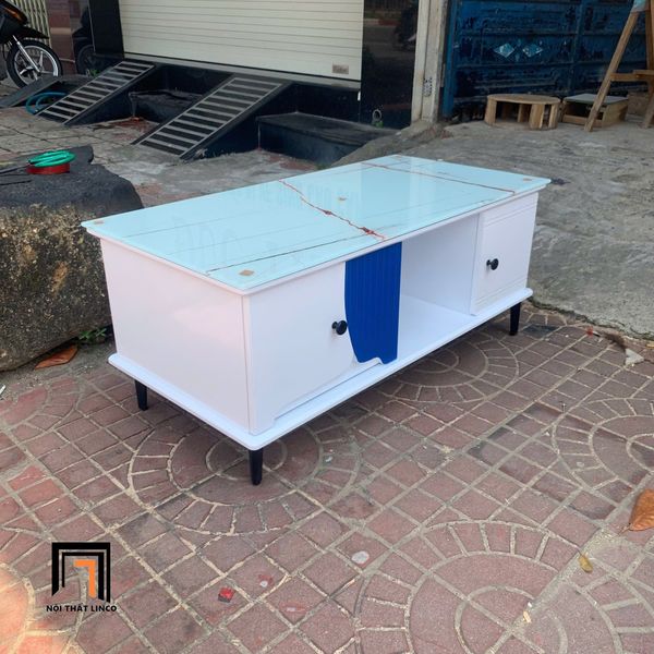 bàn trà chữ nhật 1m x 50 kính giả đá xinh xắn, bàn trà phòng khách gia đình