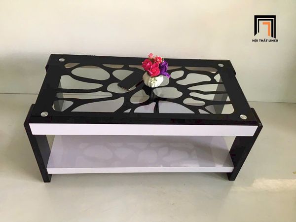bàn sofa mặt kính cường lực 1m x 50, bàn sofa 2 tầng giá rẻ