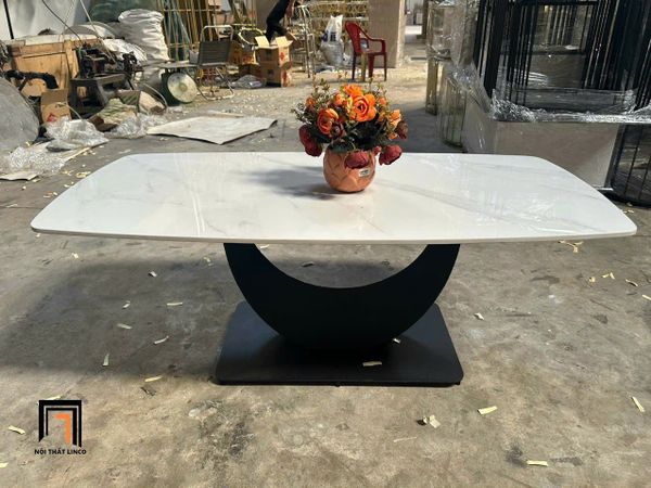 bàn trà phòng khách mặt đá 1m khung chân sắt cong, bàn sofa gia đình xinh xắn