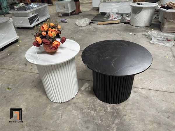 cặp 2 bàn trà mặt đá đen trắng xinh, cặp bàn sofa phòng khách giá rẻ