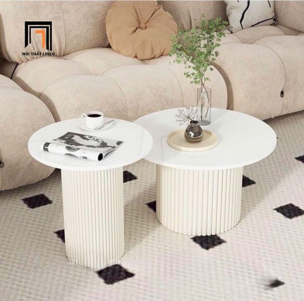cặp 2 bàn trà mặt đá đen trắng xinh, cặp bàn sofa phòng khách giá rẻ