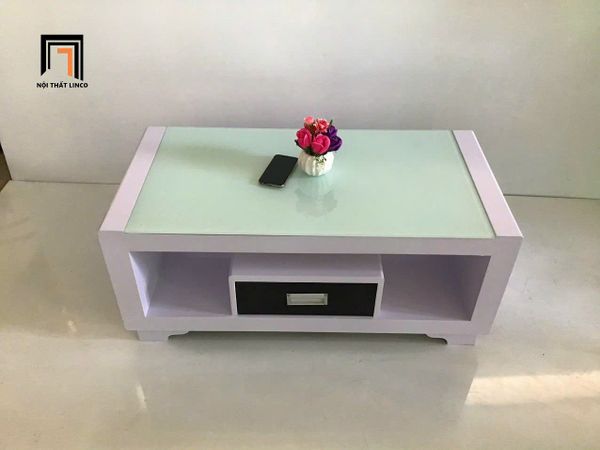 bàn sofa phòng khách giá rẻ 1m x 50 sơn trắng, bàn trà chữ nhật cho gia đình