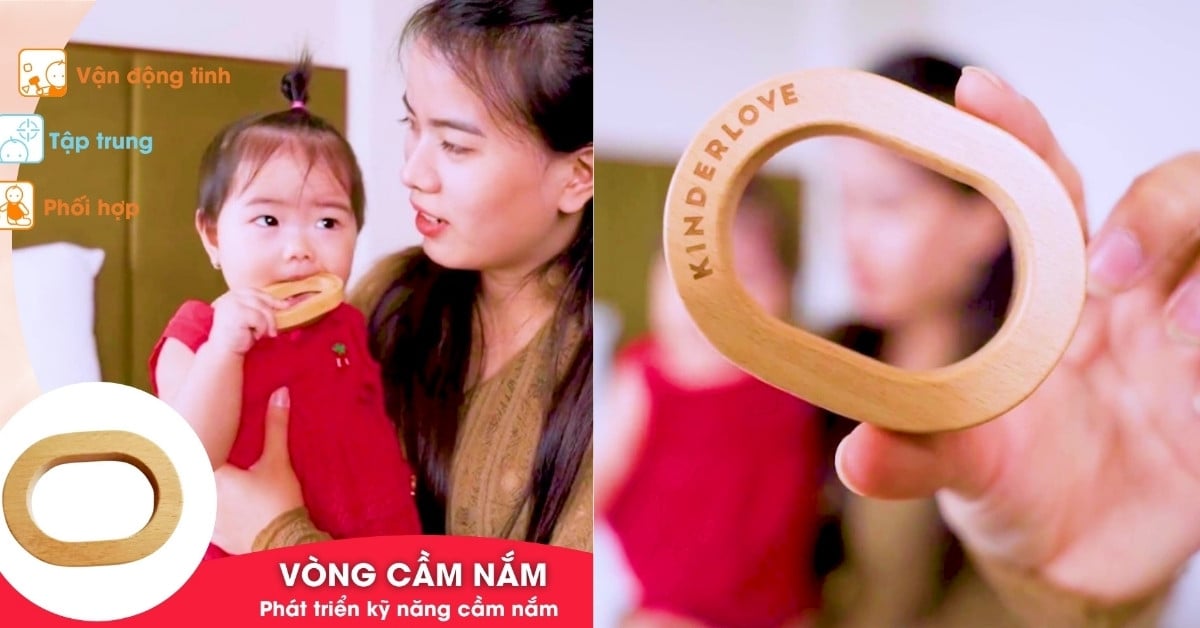 Hình ảnh trẻ chơi đồ chơi Montessori Vòng Cầm Nắm của Kinderlove