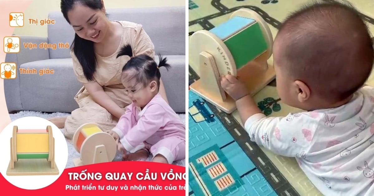 Trống Quay Cầu Vồng là món đồ chơi Montessori cung cấp một trải nghiệm học tập toàn diện cho trẻ