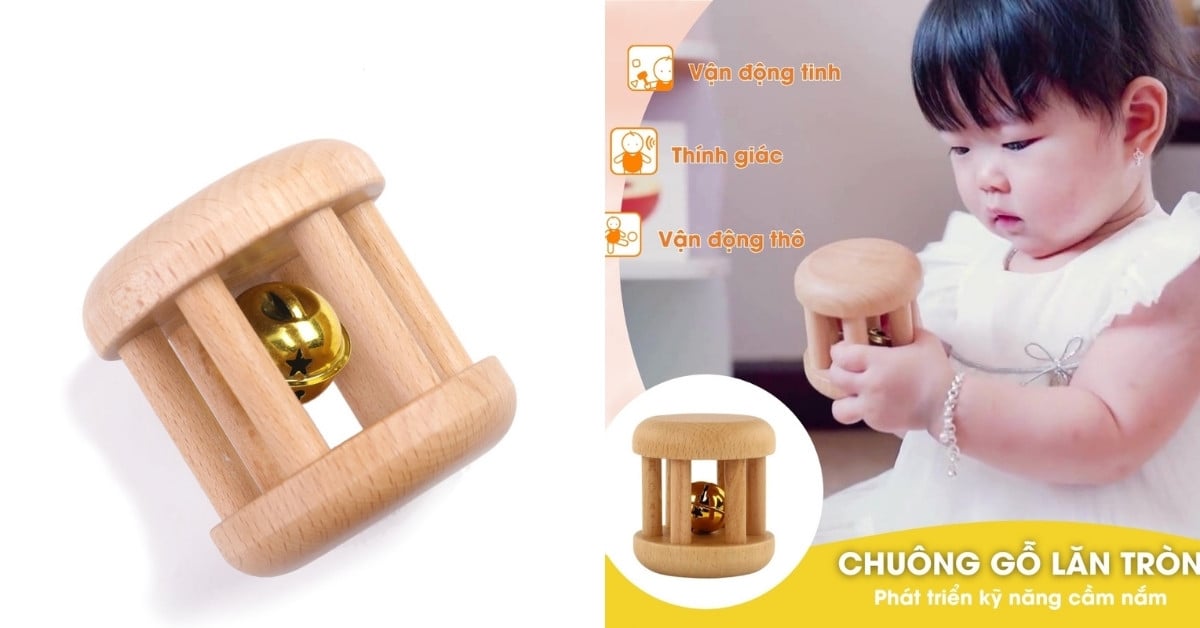 Chuông gỗ lăn tròn là một đồ chơi giáo dục không chỉ kích thích trẻ phát triển giác quan nghe nhìn mà còn khuyến khích vận động trườn bò