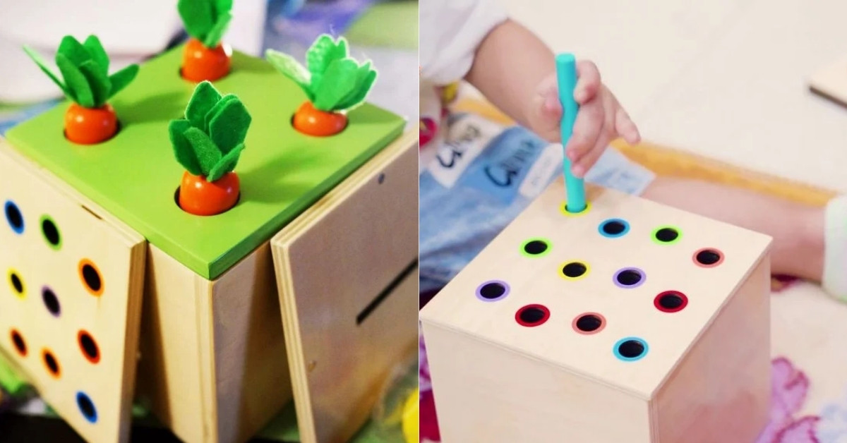 Hình ảnh đồ chơi sản phẩm đồ chơi Hộp Xu, Cà Rốt & Que Gỗ giúp trẻ có kiến thức về số học