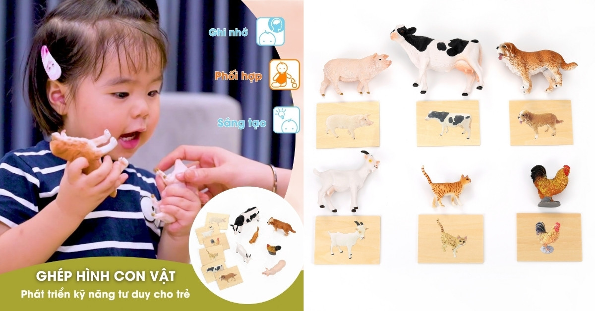 Ghép hình con vật là món đồ chơi Montessori mang lại trải nghiệm học tập toàn diện
