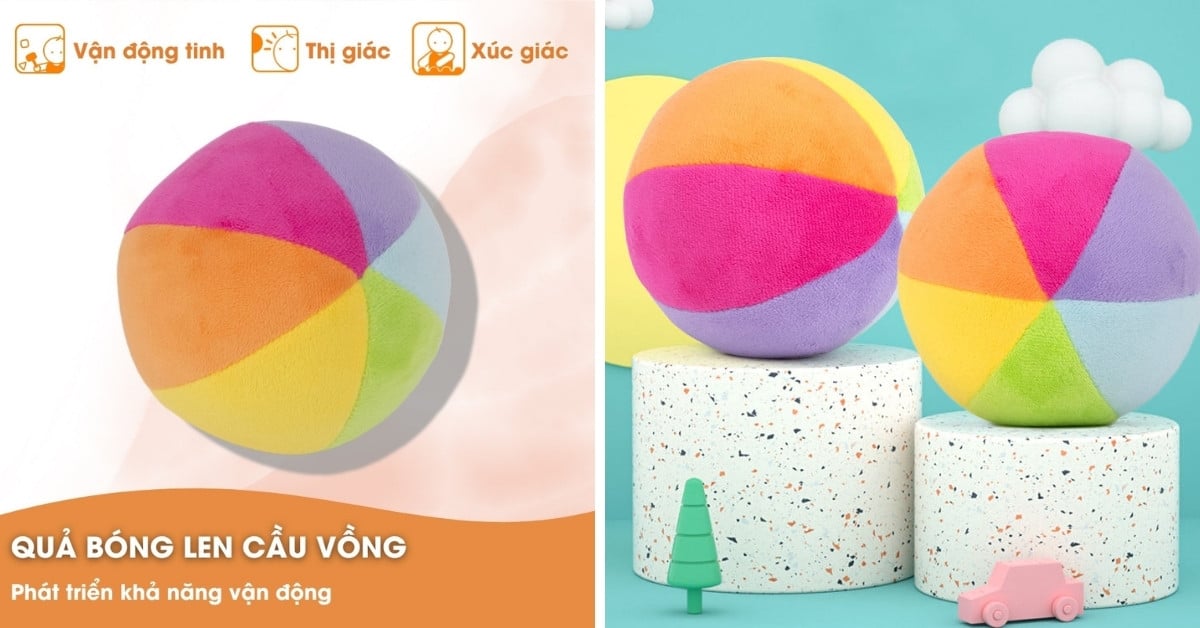 Quả Bóng Len Cầu Vồng là đồ chơi trí tuệ giúp trẻ tìm thấy niềm vui bất tận khi chơi với bóng trong những năm đầu đời