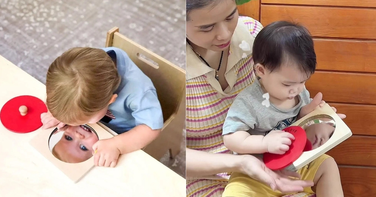 Hình ảnh trẻ thích thú khi chơi đồ chơi giáo dục Trò Chơi Ghép Hình Đầu Tiên của Kinderlove