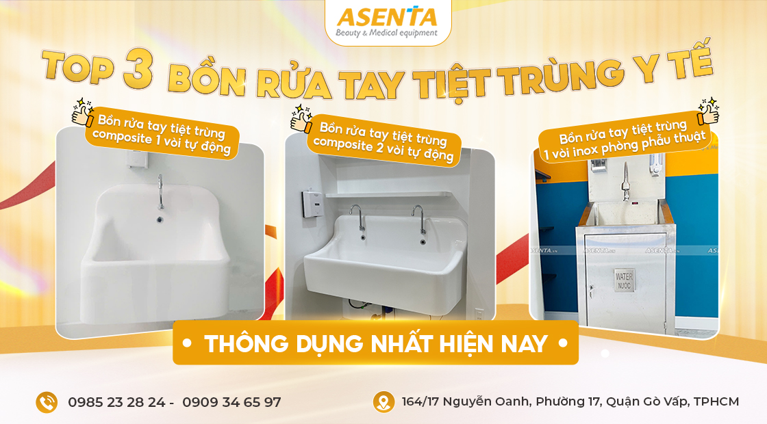 Top 3 Bồn Rửa Tay Tiệt Trùng Inox & Composite Chuẩn Bộ Y Tế 2025