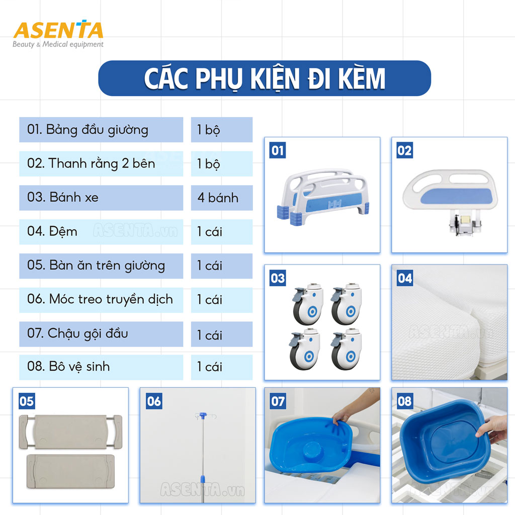 Phụ kiện đi kèm Giường y tế hồi sức cấp cứu ICU cao cấp chỉnh điện đa chức năng HMNB-2030
