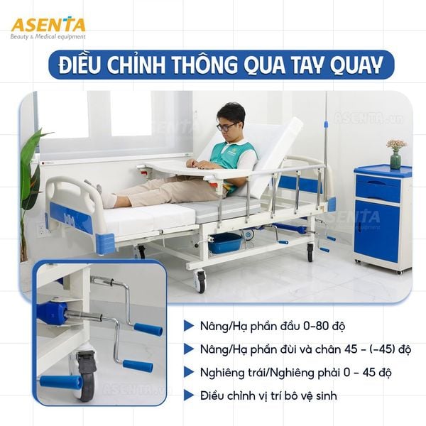 Giường cấp cứu ICU sử dụng tay quay