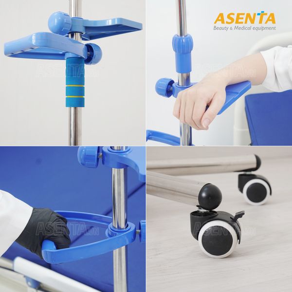 Cây truyền dịch inox 304 tại nhà, có gác tay và móc treo truyền dịch