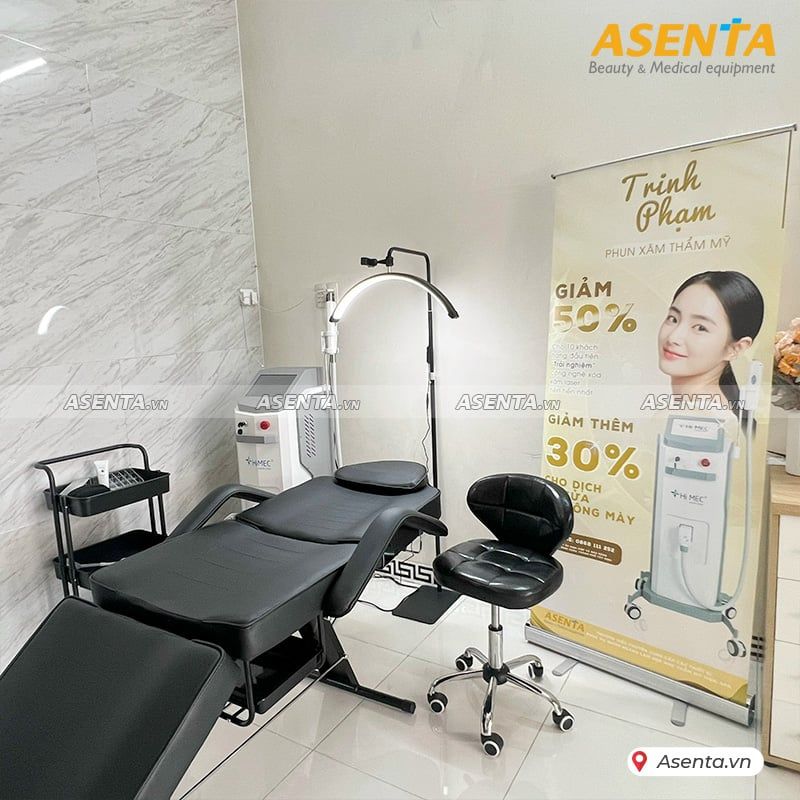 Combo Máy laser 2350 + Giường cơ 8850 đen + ghế xoay 7040 + đèn chữ C