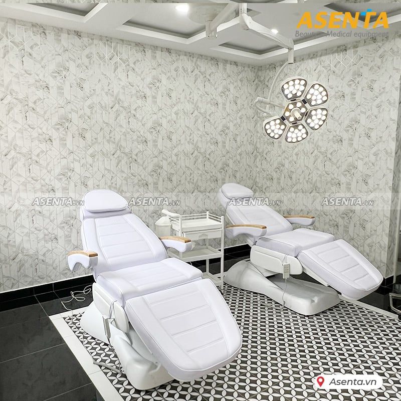 Combo Giường Spa Chỉnh Điện HMBB-8030 màu trắng và xám