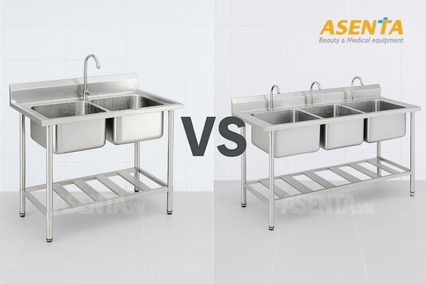 So sánh chậu rửa inox 2 ngăn và 3 ngăn