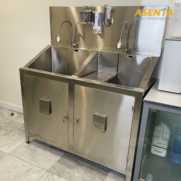 Bồn rửa tay tiệt trùng inox 2 vòi