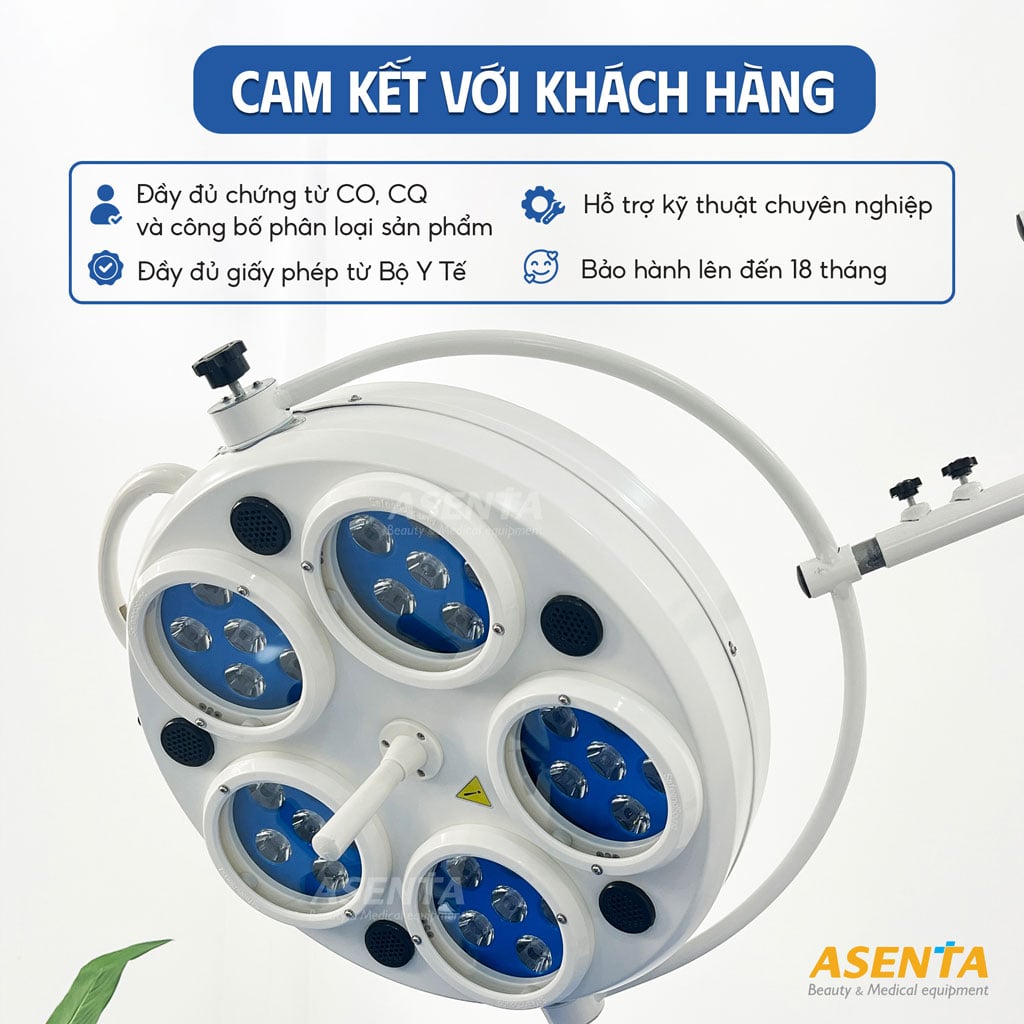 Đèn phẫu thuật di động được cung cấp bởi Asenta có đầy đủ chứng từ phù hợp tiêu chuẩn theo quy định