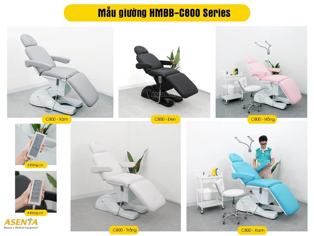 Giường tiêm chỉnh điện C800 có các màu sắc nổi bật