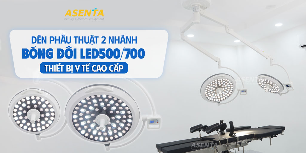 Đèn phẫu thuật treo trần 2 nhánh Led500/700 là dòng sản phẩm được phân phối chính hãng tại Asenta