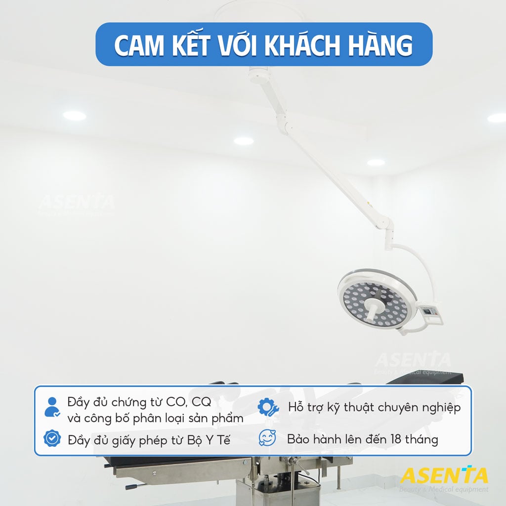 Đèn phẫu thuật được cung cấp bởi Asenta có đầy đủ các loại chứng từ, giúp việc thẩm định được dễ dàng hơn.