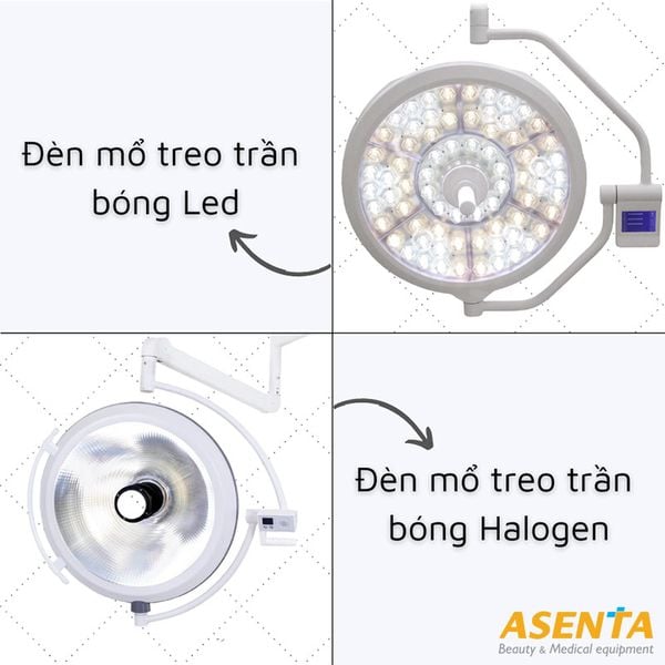 Đèn phẫu thuật treo trần bóng led và bóng halogen