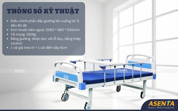 Thông số kỹ thuật của giường bệnh nhân 1 tay quay A01-I