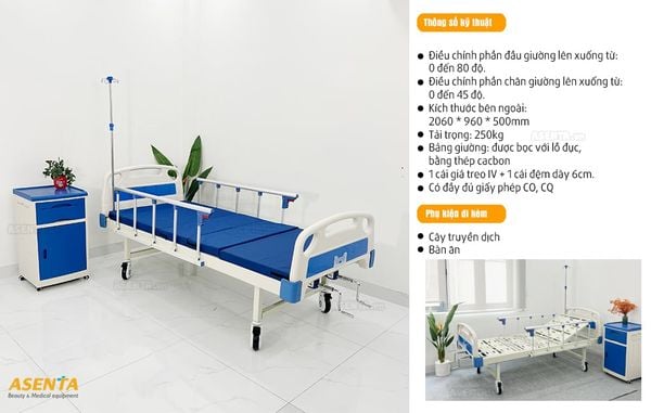 Thông số kỹ thuật giường Y tế 2 tay quay
