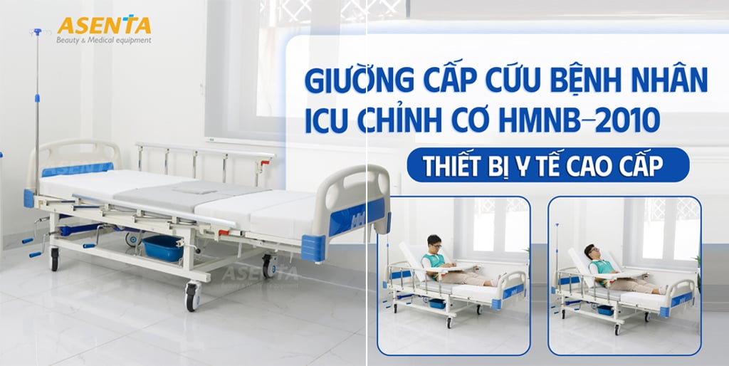 Giường hồi sức cấp cứu ICU 4 tay quay đa chức năng có bô HMNB-2010.