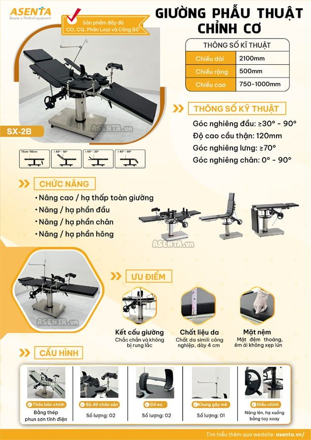 Catalogue giường phẫu thuật chỉnh cơ SX-2B