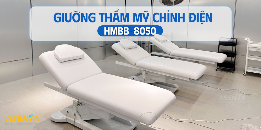 Giường tiêm HMBB-8050 được thiết kế phẳng rất hợp với chăm sóc da, laser và đặc biệt là tiêm Filler