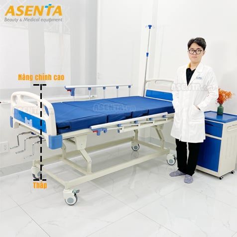 Giường bệnh nhân Y tế 3 tay quay HMHB‑1030 có thể nâng cao, hạ thấp