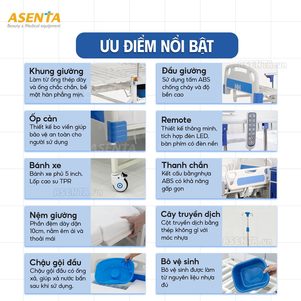 ưu điểm nổi bật của Giường y tế hồi sức cấp cứu ICU cao cấp chỉnh điện đa chức năng HMNB-2030