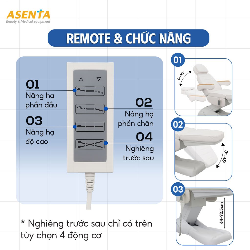 Giường được điều chỉnh bằng remote