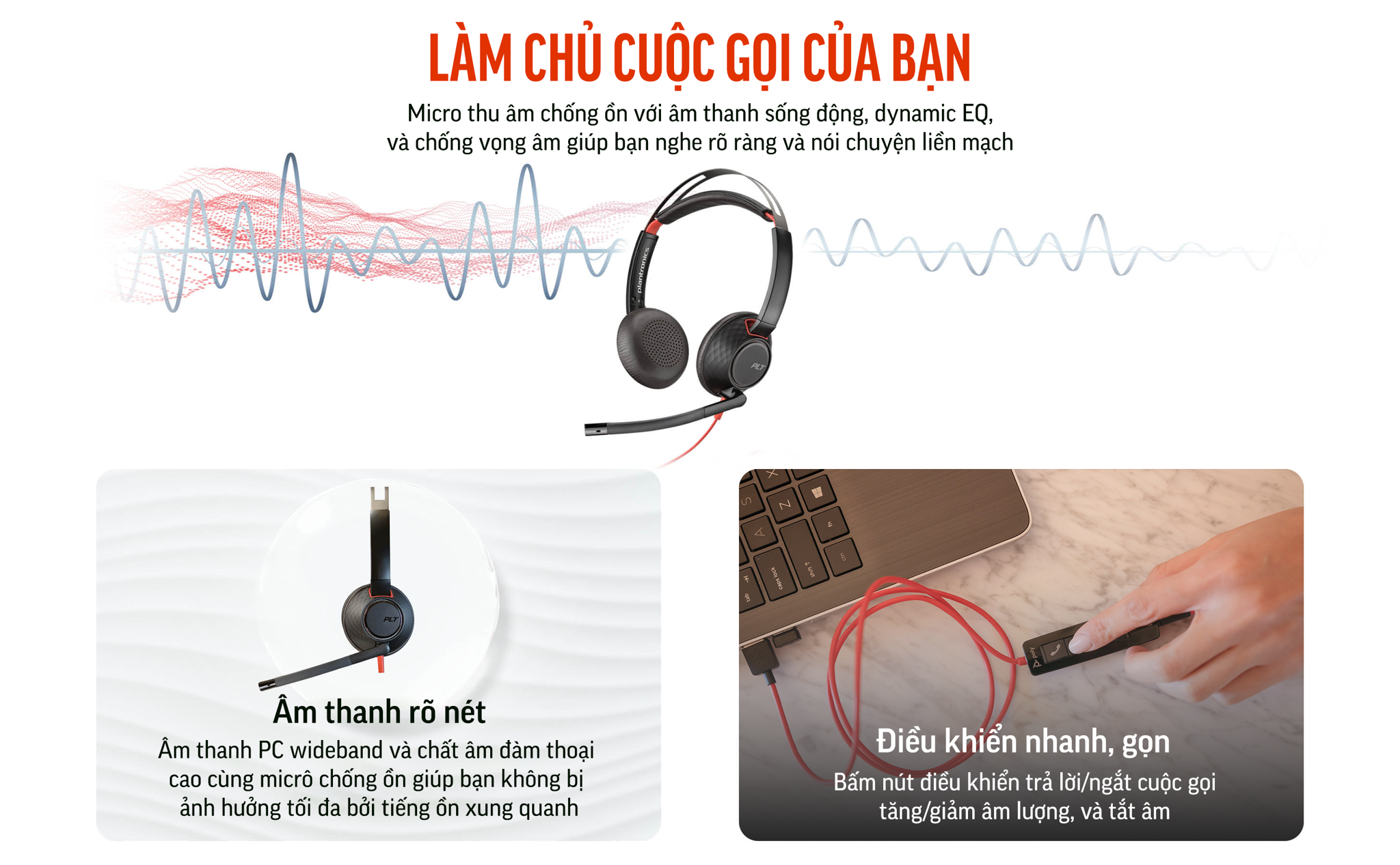 Tai nghe có dây cho doanh nghiệp HP Poly Blackwire 5220, C5220 USB-A + 3.5mm Plug (Poly SKU: 207576-201 ; HP SKU: 80R97AA) thiết kế hai bên tai kết nối với PC thông qua USB-A. Được trang bị đệm tai lớn chống ồn thụ động, tai nghe thuộc phân khúc trung cấp của Poly (trước đây là Plantronics, nay là một phần của HP).