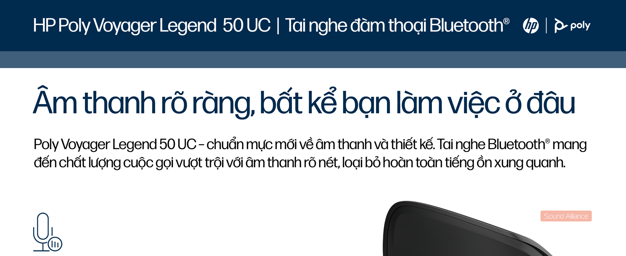 Tai nghe đàm thoại chuyên nghiệp Poly Voyager Legend 50 UC kết nối Bluetooth hoặc qua BT700, thêm hộp sạc giúp Voyager Legend 50 UC luôn sẵn sàng. Là sản phẩm mang phong cách đặc trưng của Poly (trước đây là Plantronics, nay là một phần của HP, cung cấp giải pháp liên lạc trong các nhiệm vụ của NASA).